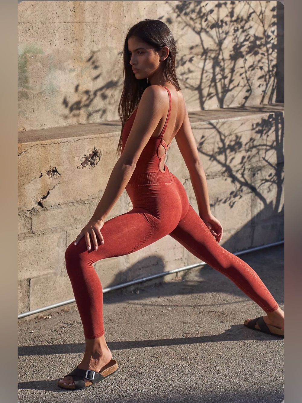 FP MOVEMENT by free people Good Karma Onesie Rust Red XS/S NWOT NO EXTERIOR LOGO - Picture 5 of 9